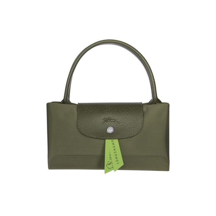 Sac À Main Longchamp M Forest Recycled canvas Vert | 98156-SLVN