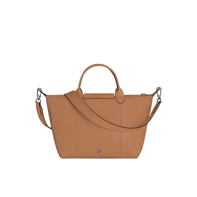 Sac À Main Longchamp M Hazelnut Cuir Beige | 35670-LYGQ