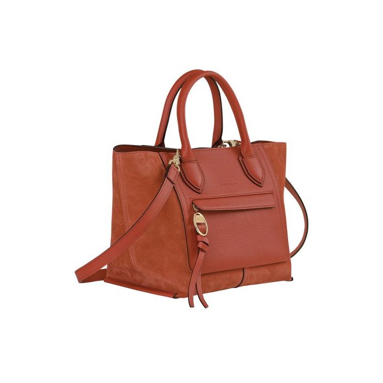 Sac À Main Longchamp M Marmelade Cuir Orange | 07596-KDSA