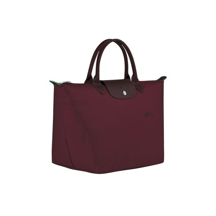 Sac À Main Longchamp M Recycled canvas Bordeaux | 03246-DPWZ