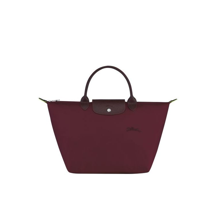 Sac À Main Longchamp M Recycled canvas Bordeaux | 03246-DPWZ