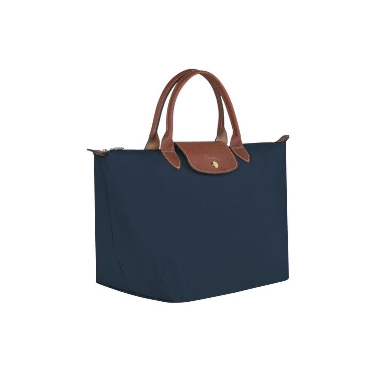 Sac À Main Longchamp M Recycled canvas Bleu Marine | 25468-ZFQL