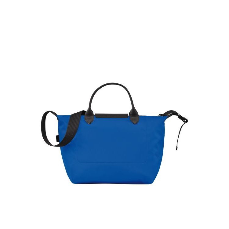 Sac À Main Longchamp M Recycled canvas Bleu Foncé | 36974-UHNO