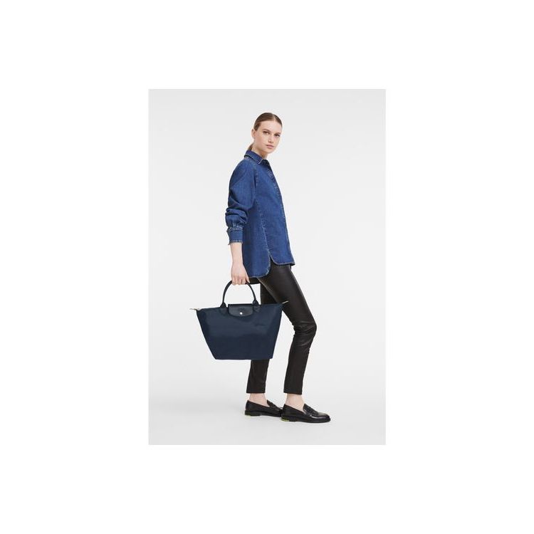 Sac À Main Longchamp M Recycled canvas Bleu Marine | 85179-MOPY