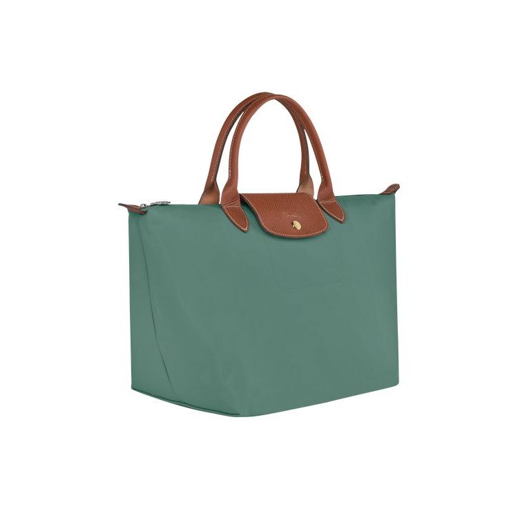 Sac À Main Longchamp M Recycled canvas Grise Vert | 81263-NFXQ