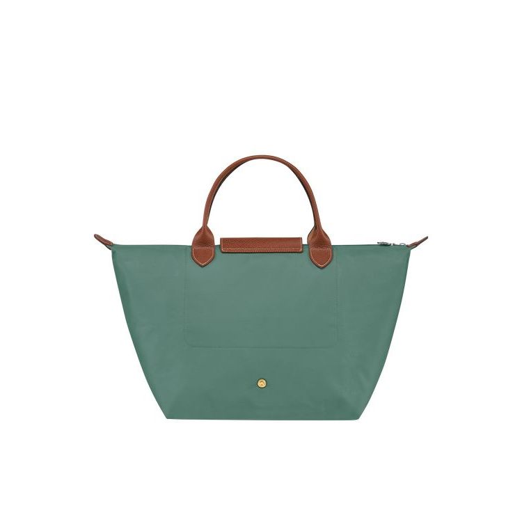 Sac À Main Longchamp M Recycled canvas Grise Vert | 81263-NFXQ