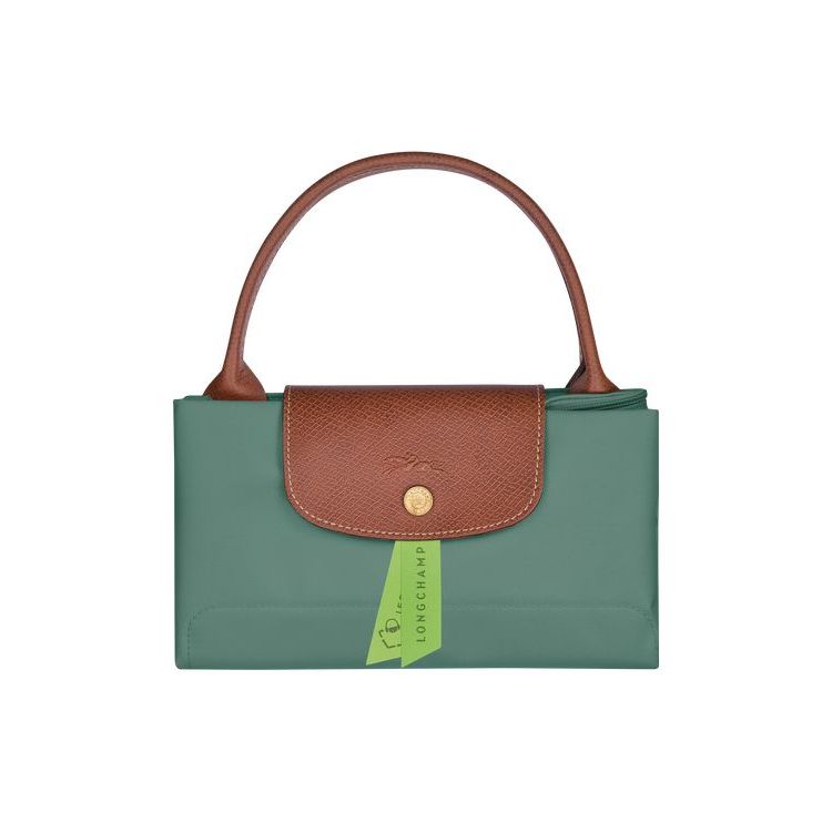 Sac À Main Longchamp M Recycled canvas Grise Vert | 81263-NFXQ