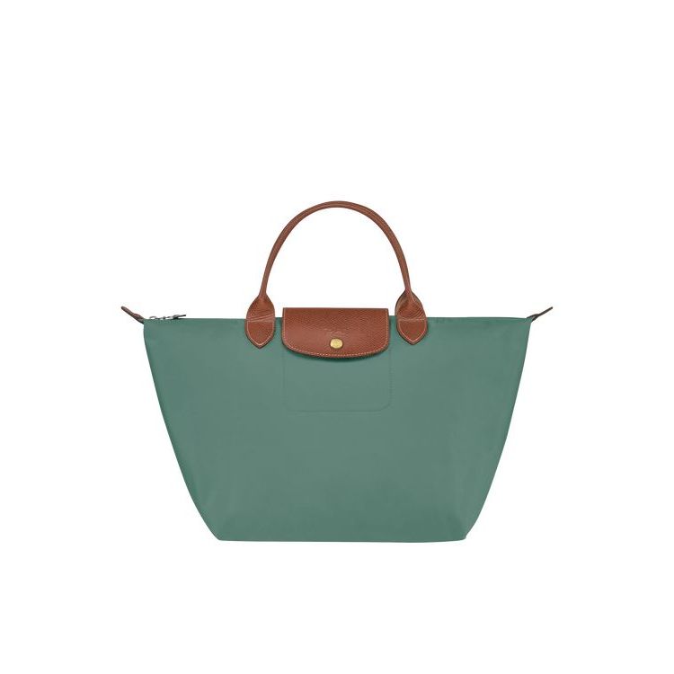 Sac À Main Longchamp M Recycled canvas Grise Vert | 81263-NFXQ