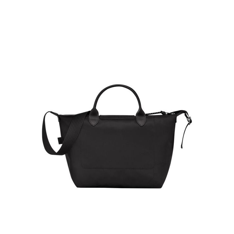 Sac À Main Longchamp M Recycled canvas Noir | 02169-UTQN