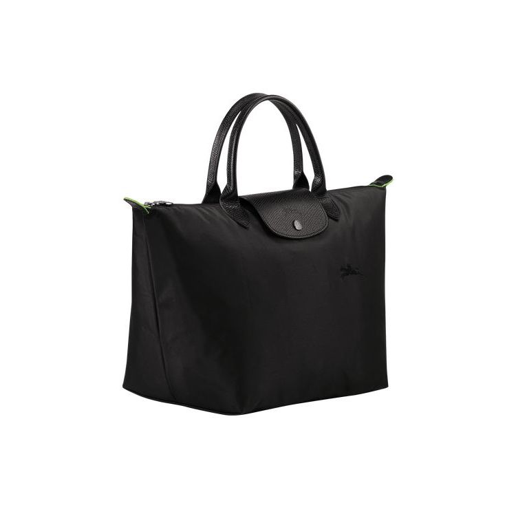 Sac À Main Longchamp M Recycled canvas Noir | 30546-SVWC