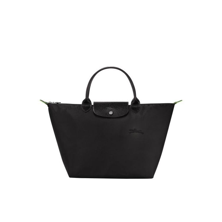 Sac À Main Longchamp M Recycled canvas Noir | 30546-SVWC