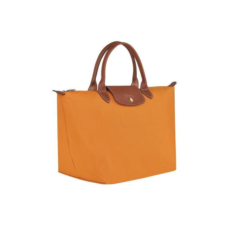 Sac À Main Longchamp M Saffron Recycled canvas Orange | 07321-QAOC