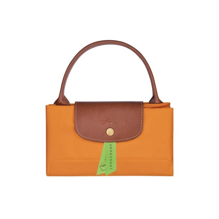 Sac À Main Longchamp M Saffron Recycled canvas Orange | 07321-QAOC