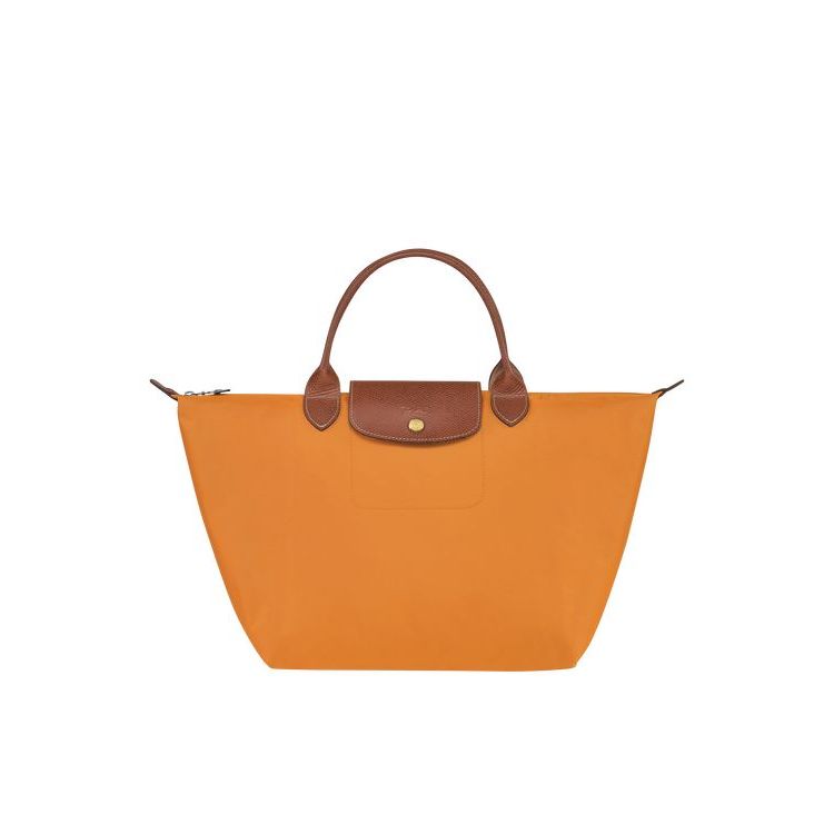 Sac À Main Longchamp M Saffron Recycled canvas Orange | 07321-QAOC