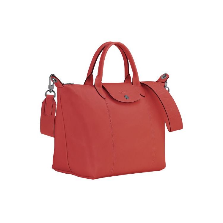 Sac À Main Longchamp M Terracotta Cuir Orange | 42306-YSAR