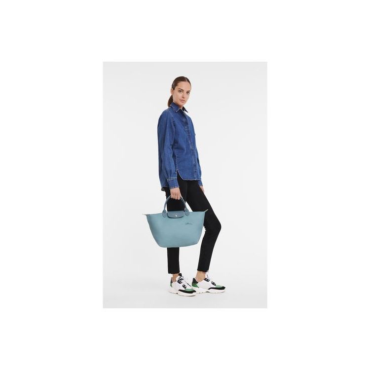 Sac À Main Longchamp M Thunderstorm Recycled canvas Bleu | 50427-YJVR