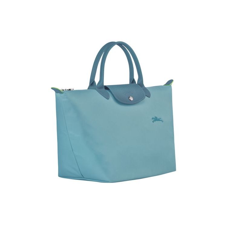 Sac À Main Longchamp M Thunderstorm Recycled canvas Bleu | 50427-YJVR