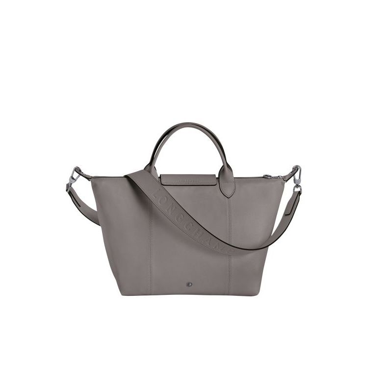 Sac À Main Longchamp M Turtledove Cuir Grise | 08713-NZMS