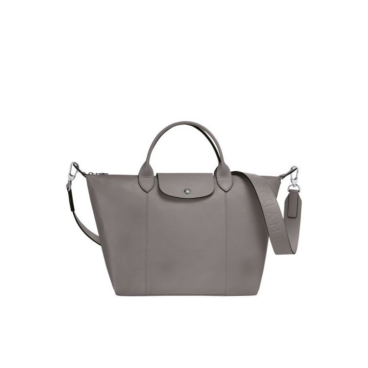 Sac À Main Longchamp M Turtledove Cuir Grise | 08713-NZMS