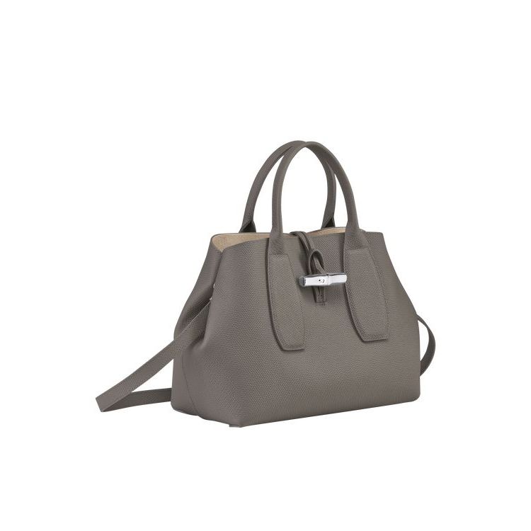 Sac À Main Longchamp M Turtledove Cuir Grise | 71456-IPOJ