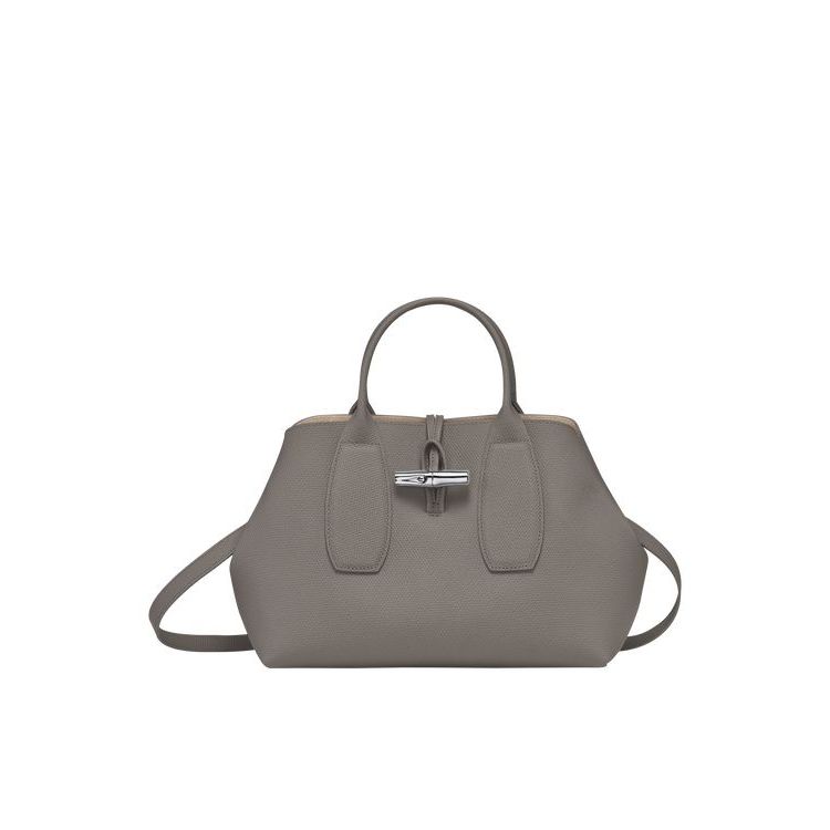 Sac À Main Longchamp M Turtledove Cuir Grise | 71456-IPOJ