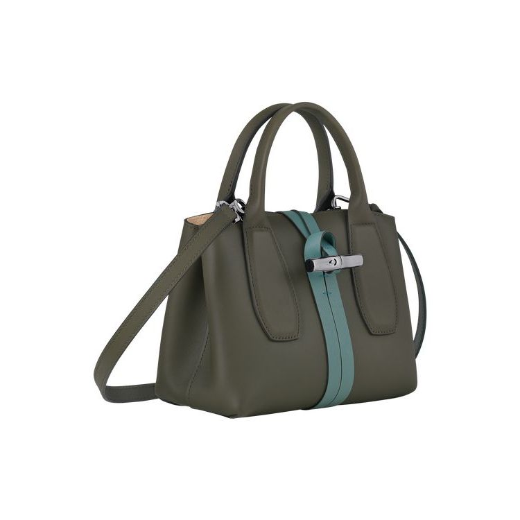 Sac À Main Longchamp S Cuir Kaki Grise Vert | 82563-RFBP