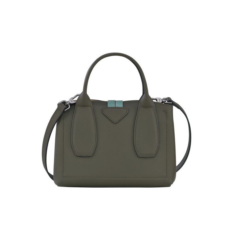 Sac À Main Longchamp S Cuir Kaki Grise Vert | 82563-RFBP