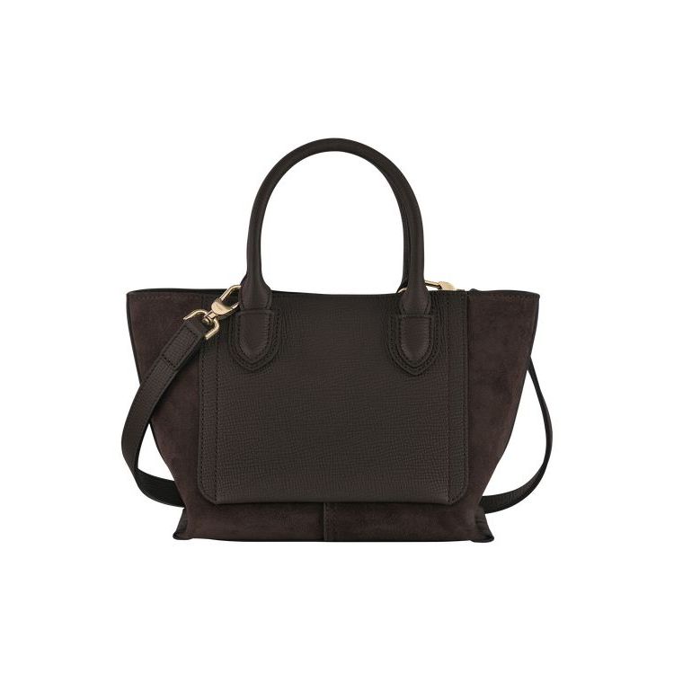 Sac À Main Longchamp S Ebony Cuir Cafe | 40872-LWTC