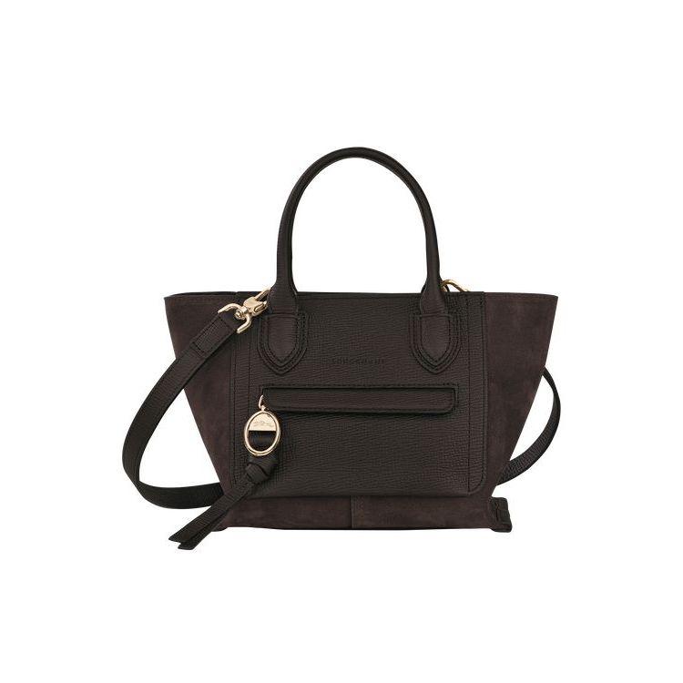 Sac À Main Longchamp S Ebony Cuir Cafe | 40872-LWTC