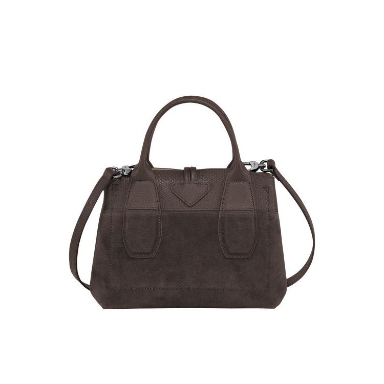 Sac À Main Longchamp S Ebony Cuir Cafe | 45087-LTQK