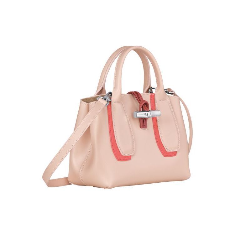 Sac À Main Longchamp S Powder Cuir Rose | 89253-VRPJ