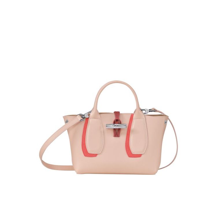 Sac À Main Longchamp S Powder Cuir Rose | 89253-VRPJ