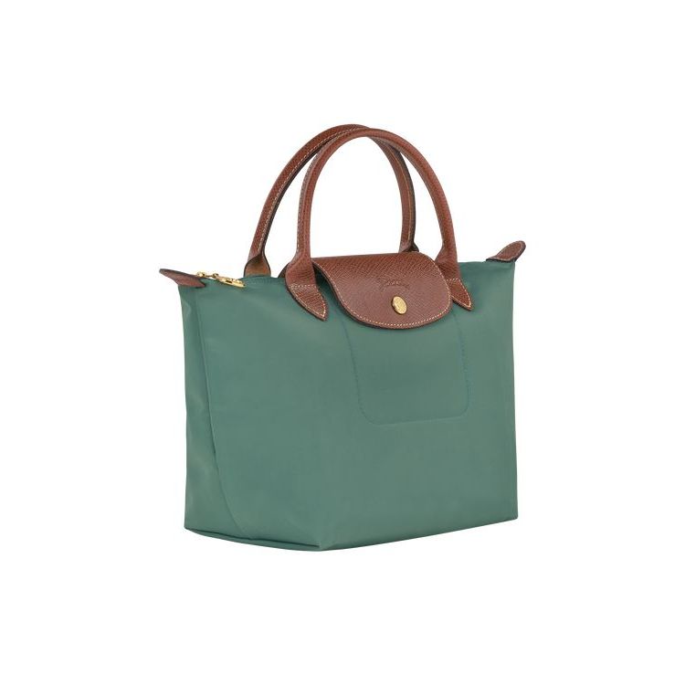 Sac À Main Longchamp S Recycled canvas Grise Vert | 37214-ILOC