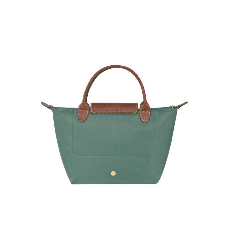 Sac À Main Longchamp S Recycled canvas Grise Vert | 37214-ILOC