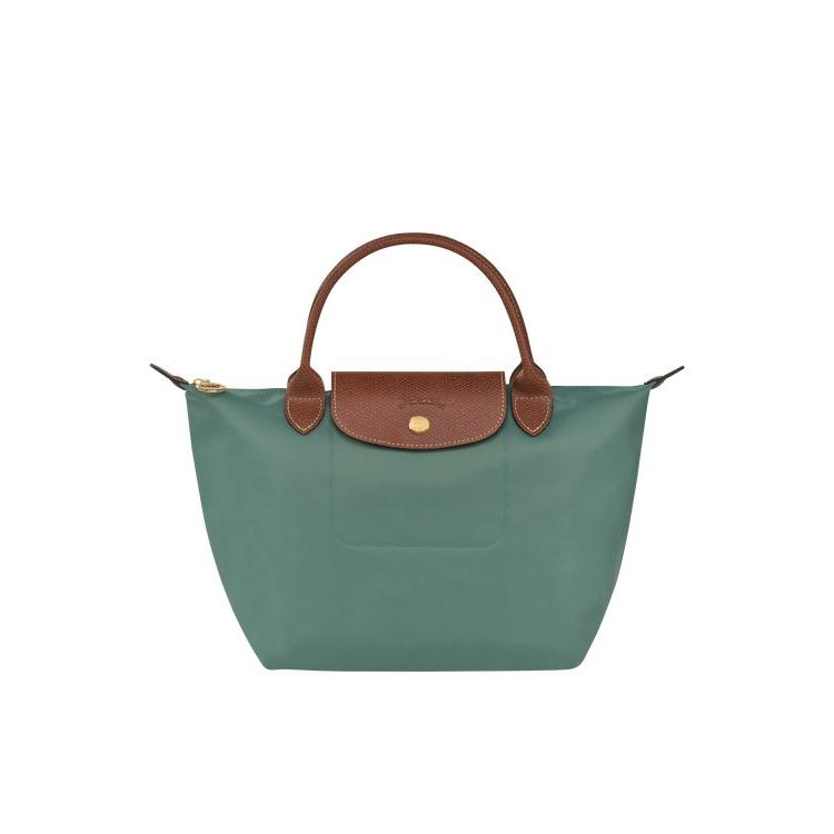 Sac À Main Longchamp S Recycled canvas Grise Vert | 37214-ILOC