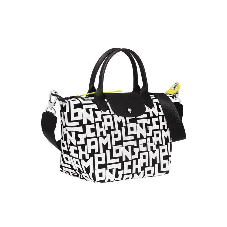 Sac À Main Longchamp S Tela Noir Blanche | 04368-XHDP