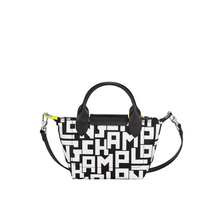 Sac À Main Longchamp Xs Tela Noir Blanche | 53718-LZQH