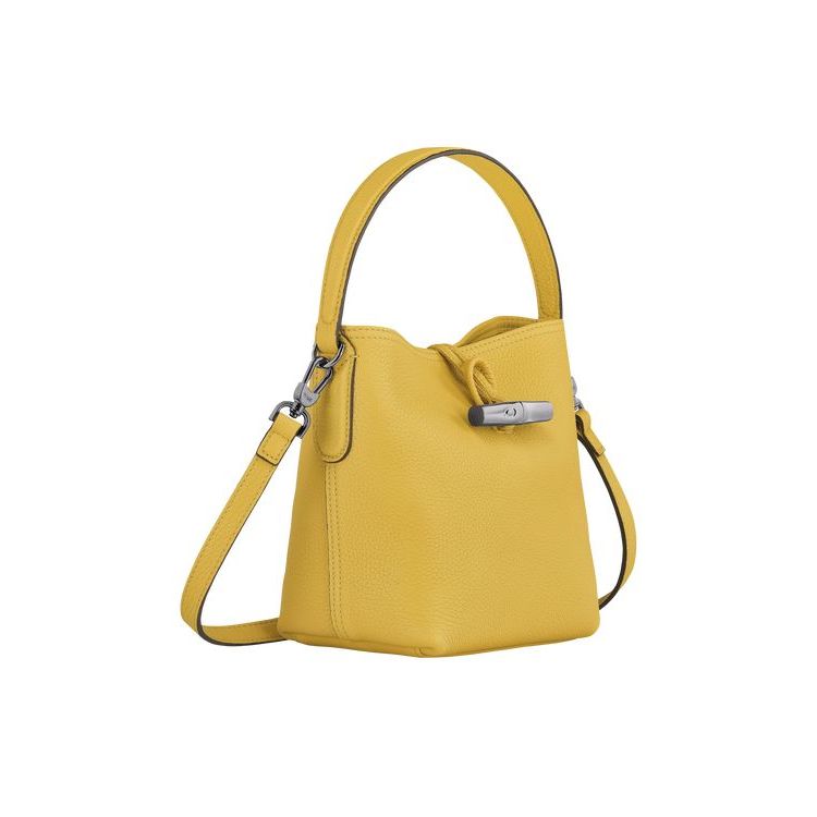 Sacs Crossbody Longchamp Bucket S Cuir Jaune | 51276-XLBT