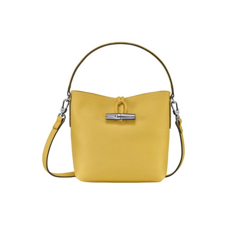 Sacs Crossbody Longchamp Bucket S Cuir Jaune | 51276-XLBT