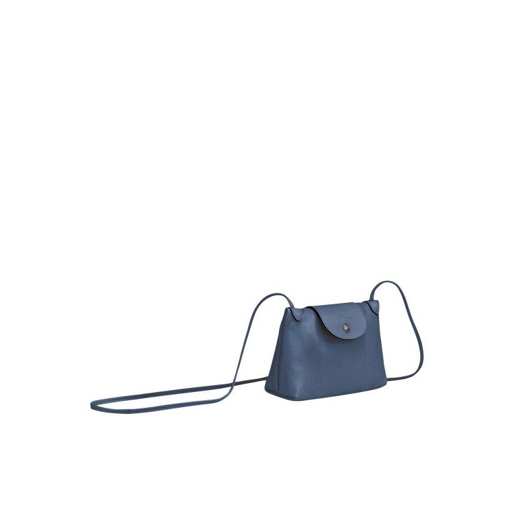 Sacs Crossbody Longchamp Cuir Bleu | 59617-UQYX