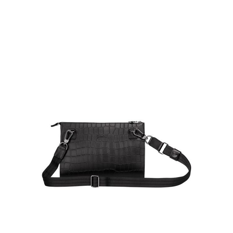 Sacs Crossbody Longchamp Cuir Noir | 47906-VOJE