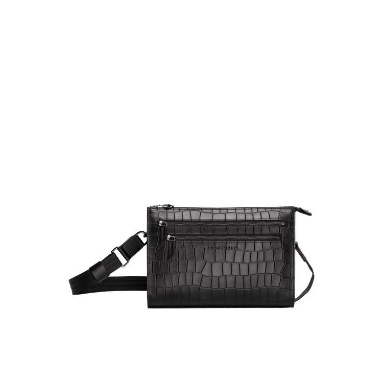 Sacs Crossbody Longchamp Cuir Noir | 47906-VOJE