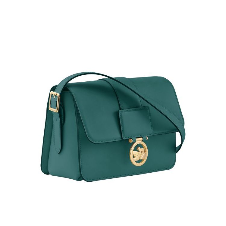 Sacs Crossbody Longchamp M Cuir Grise Vert | 70984-JPBX