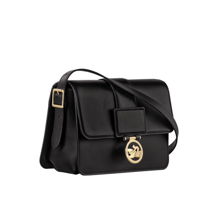 Sacs Crossbody Longchamp M Cuir Noir | 61702-NFZM