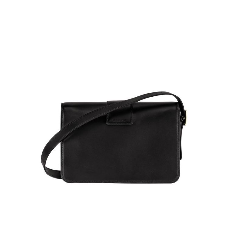 Sacs Crossbody Longchamp M Cuir Noir | 61702-NFZM