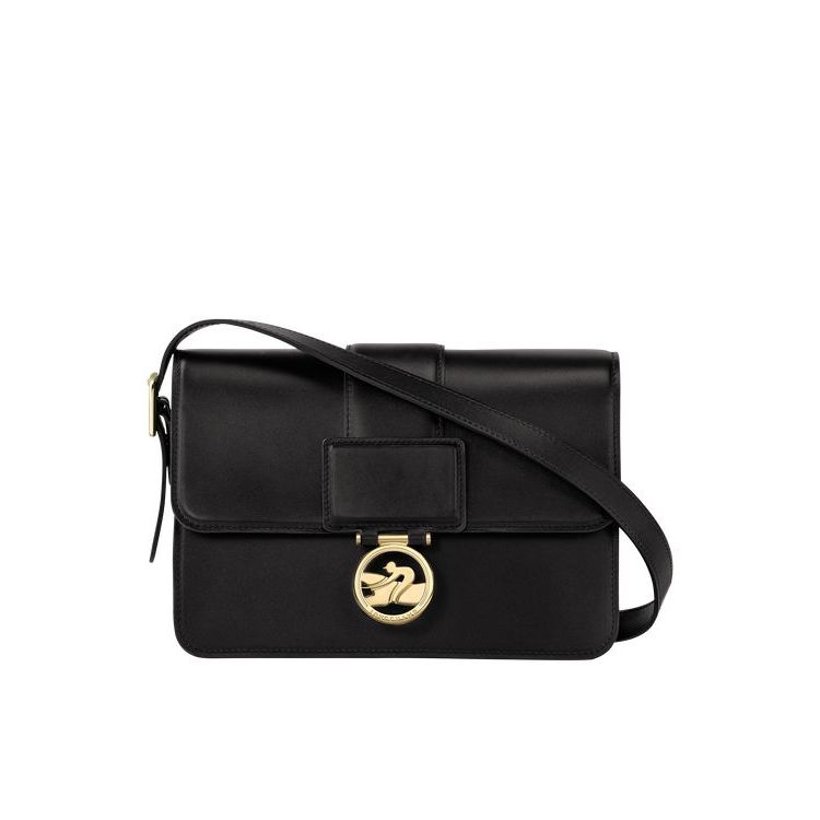 Sacs Crossbody Longchamp M Cuir Noir | 61702-NFZM