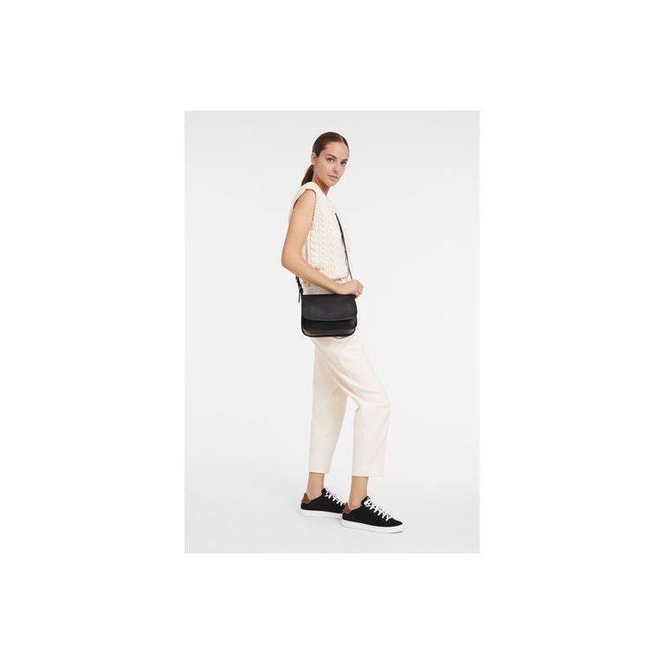 Sacs Crossbody Longchamp M Cuir Noir | 71349-EYGV