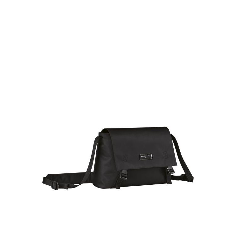 Sacs Crossbody Longchamp M Recycled canvas Noir | 79846-GZPB