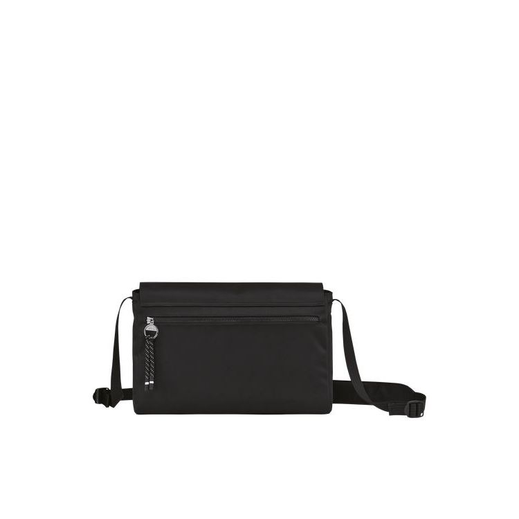 Sacs Crossbody Longchamp M Recycled canvas Noir | 79846-GZPB