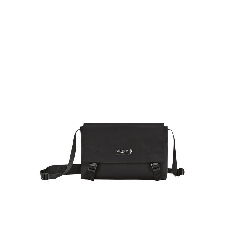 Sacs Crossbody Longchamp M Recycled canvas Noir | 80249-EYDF